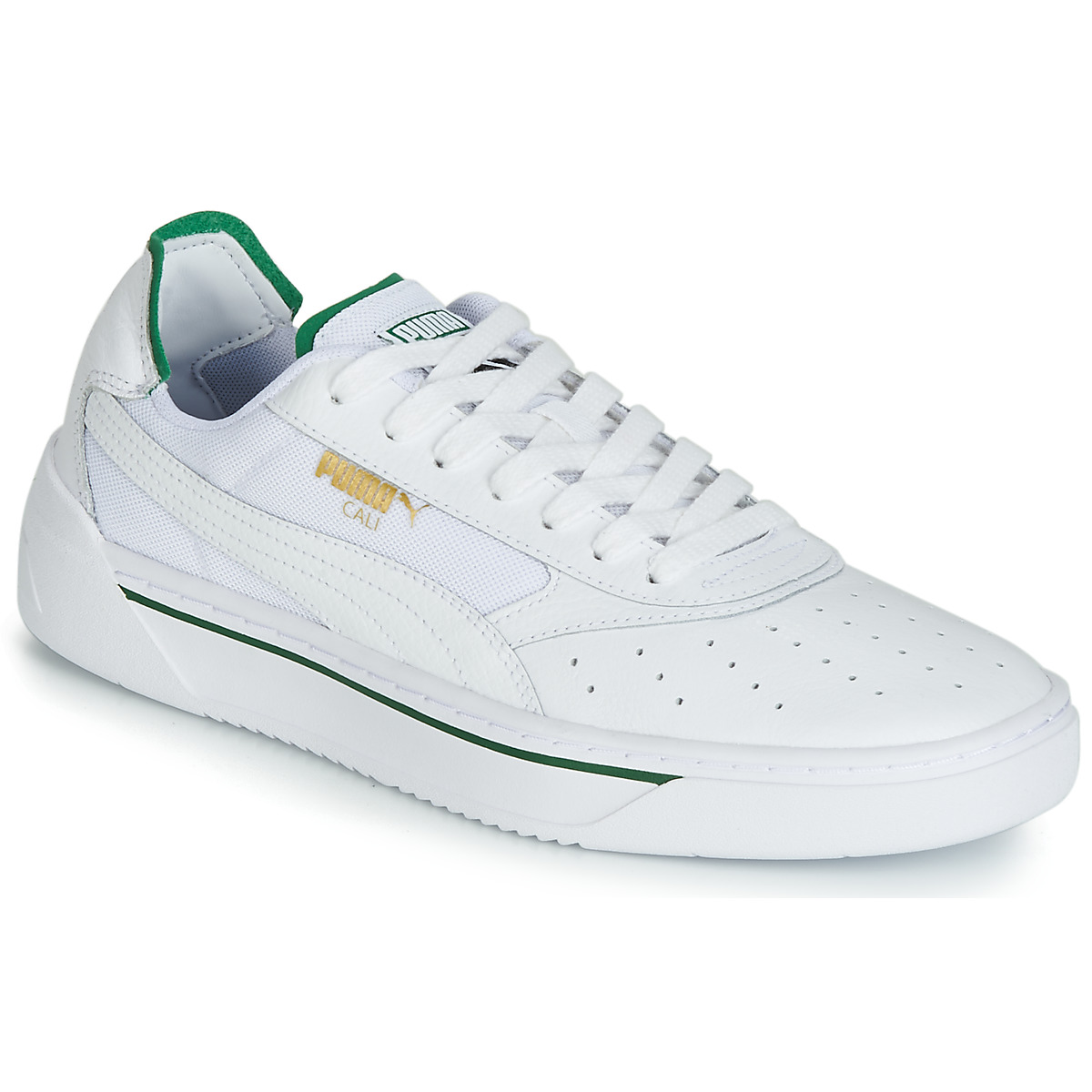 Puma CALI.WH-AMAZON GREEN-WH Blanc / Vert - Chaussures Baskets basses Homme  108,00 €