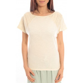 Vêtements Femme T-shirts manches courtes Blune T-Shirt Pointilleuse PO-TF02E13 Écru Beige