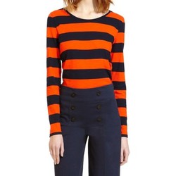 Vêtements Femme T-shirts manches longues Petit Bateau Tee Shirt ML 112175921 Orange/Bleu Orange