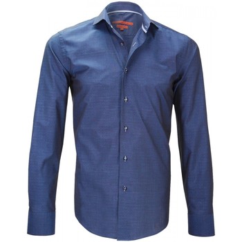 Vêtements Homme Chemises manches longues Andrew Mc Allister chemise tissu jacquard italian bleu Bleu