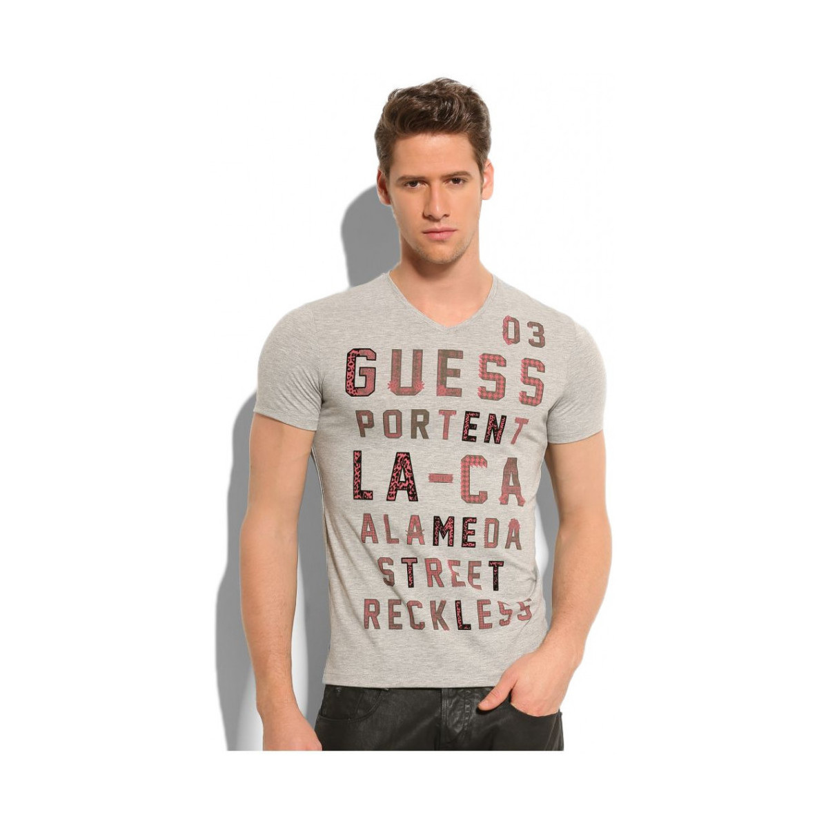 Vêtements Homme Polos manches courtes Guess T-Shirt  Reckless Grey Noir