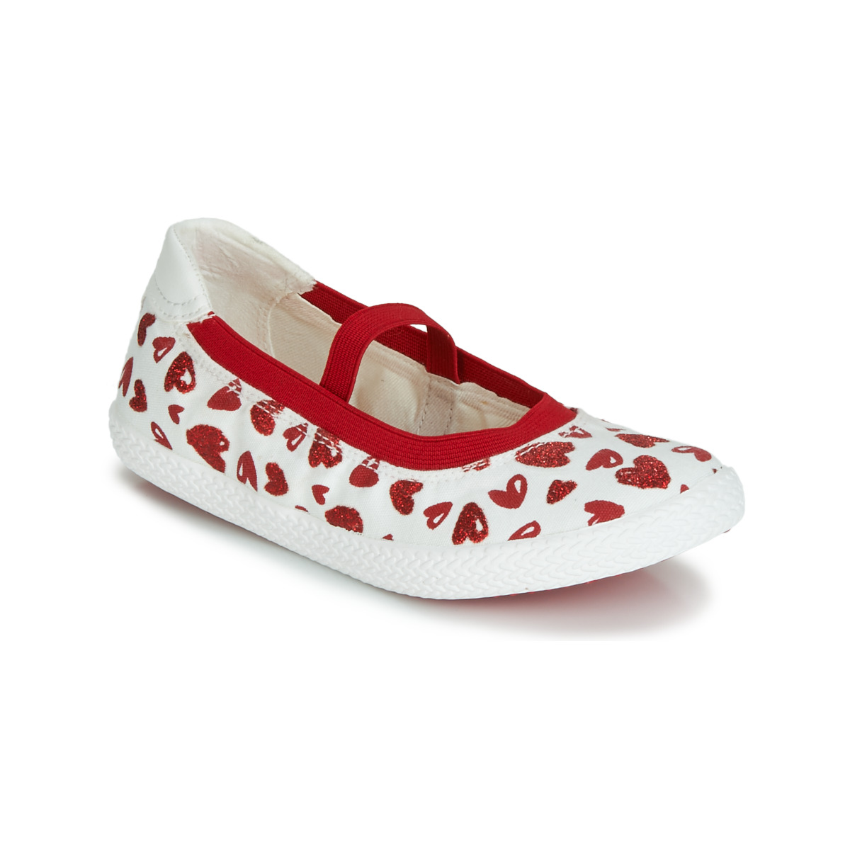 Chaussures Fille Ballerines / babies Geox J KILWI GIRL Blanc / Rouge