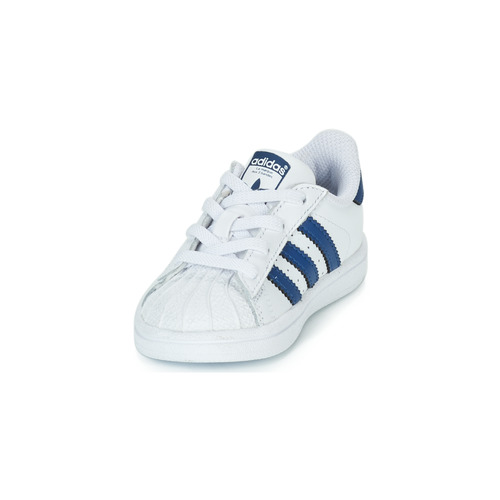 Adidas Originals Superstar El Blanc / Bleu - Livraison Gratuite- Chaussures Baskets Basses Enfant 4396