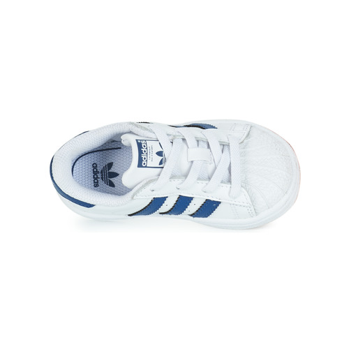 Adidas Originals Superstar El Blanc / Bleu - Livraison Gratuite- Chaussures Baskets Basses Enfant 4396