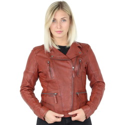 Vêtements Femme Blousons Oakwood Blouson style perfecto  en cuir ref_35282 Rust Rouge
