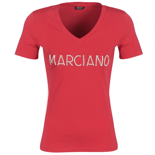 T-shirts Manches Courtes Marciano LOGO PATCH CRYSTAL Rouge - Livraison Gratuite 