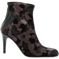 Chaussures Femme Low boots Elizabeth Stuart Boots velours lamine Noir/bordeau