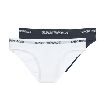 Sous-vêtements Femme Culottes & slips Emporio Armani CC317-PACK DE 2 Blanc / Marine