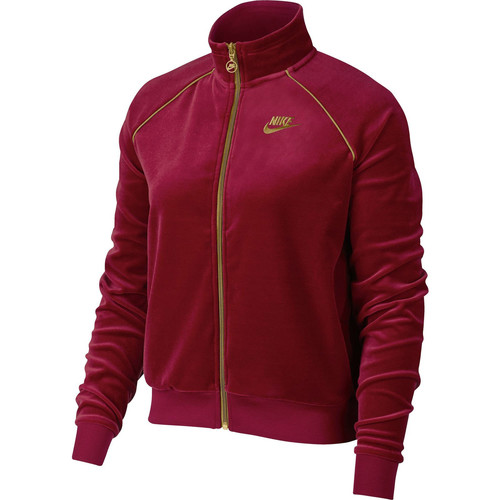Nike W NSW VELOUR Rouge - Vêtements Vestes de survêtement Femme 59,40 €