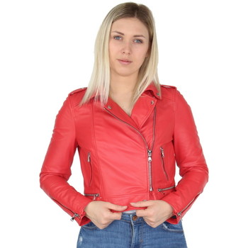 Vêtements Femme Vestes en cuir / synthétiques Oakwood Blouson style perfecto  Yoko en cuir ref_40521 Prune Rouge