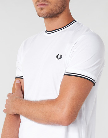 Homme Fred Perry TWIN TIPPED T-SHIRT Blanc - Livraison Gratuite 