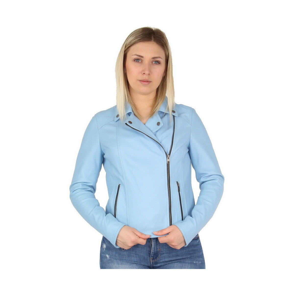Vêtements Femme Blousons Oakwood Blouson  Melina en cuir ref_45539 Bleu clair Bleu
