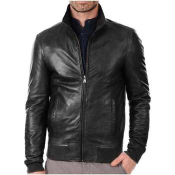 Vêtements Homme Vestes / Blazers Wild & C Abbiglimento In Pelle BOMBER NERO PELLE Noir