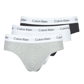 Sous-vêtements Homme Slips Calvin Klein Jeans COTTON STRECH HIP BREIF X 3 Noir / Blanc / Gris chiné
