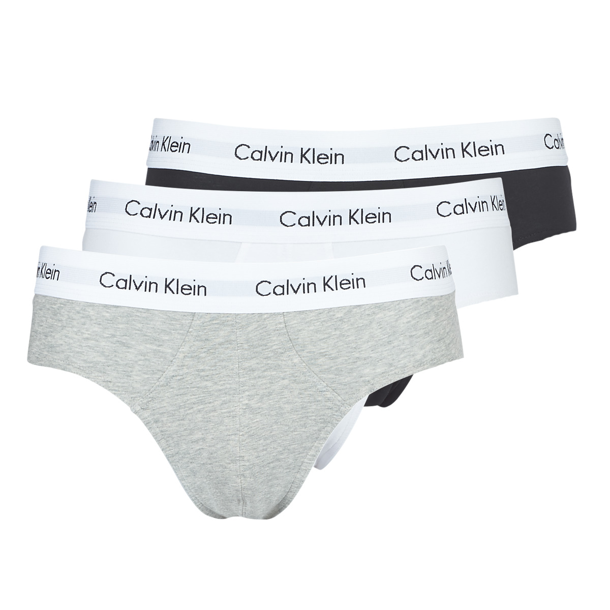 Sous-vêtements Homme Slips T-Shirt Calvin Klein Jeans COTTON STRECH HIP BREIF X 3 Noir / Blanc / Gris chiné