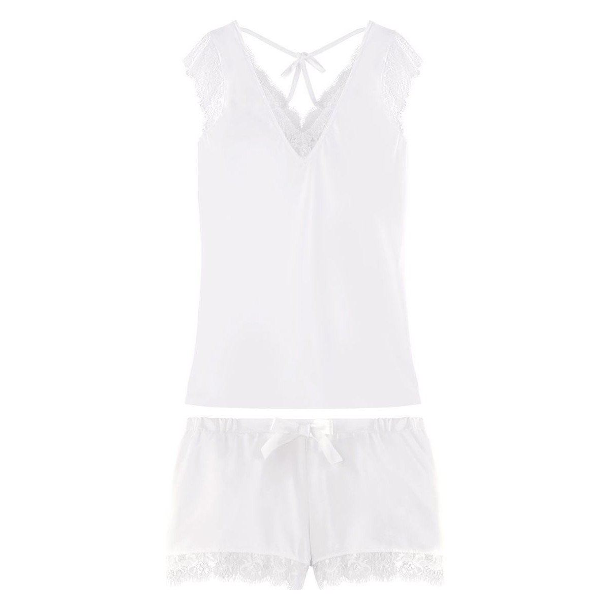 Vêtements Femme Pyjamas / Chemises de nuit Pomm'poire Top + short ivoire Dallas Blanc