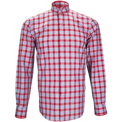Vêtements Homme Chemises manches longues Chemise Oxford Derby Vert chemise col mao winch rouge Rouge