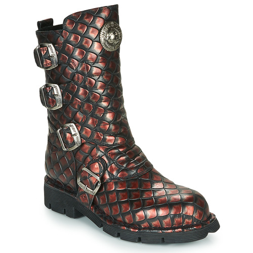 Chaussures Femme pie Boots New Rock M-373X Noir/Rouge