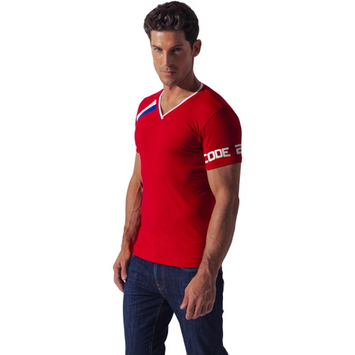 Vêtements Homme Boxer Bain Contrast Stripe Code 22 Tee-Shirt Asymmetric sport Code22 Rouge