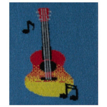 Achile Mi-chaussettes motif guitare Folk en coton Bleu