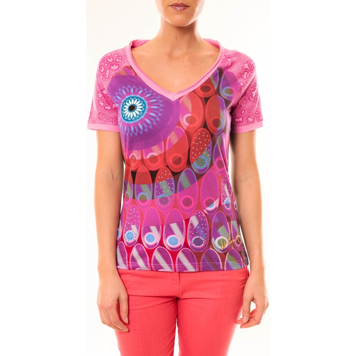 Vêtements Femme T-shirts manches courtes Desigual T-Shirt Sunrise 52T25G1 Rose Rose