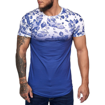 Vêtements Homme T-shirts & Polos Cabin T-shirt homme fleurie T-shirt 1366 bleu Bleu