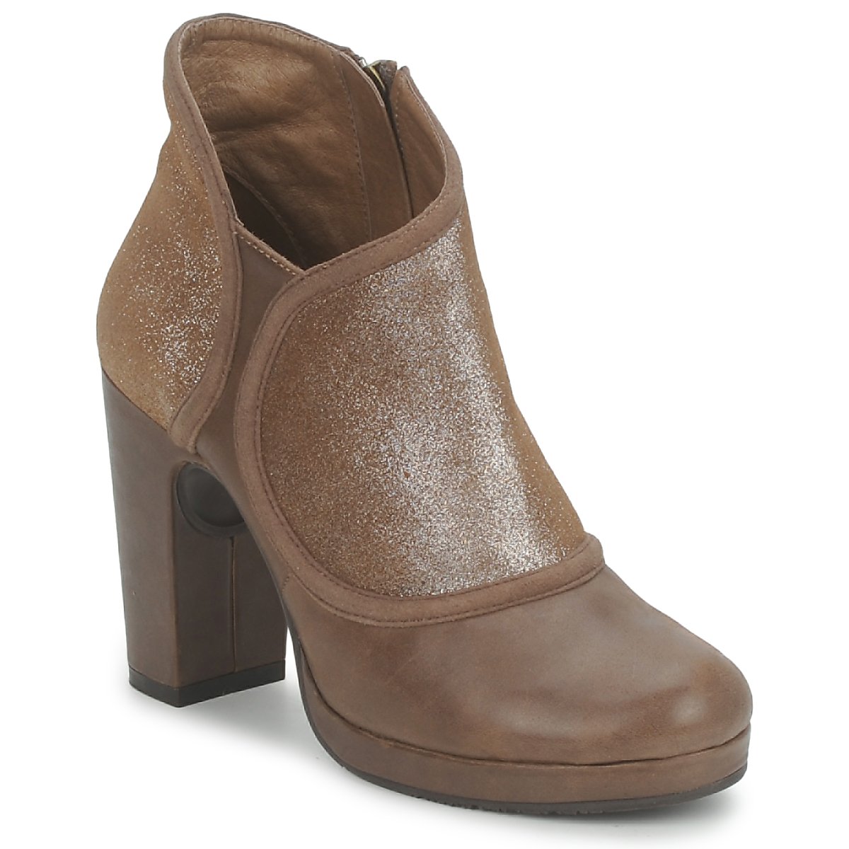 Chaussures Femme Low Croco boots Esska TILLY Marron / Pailleté