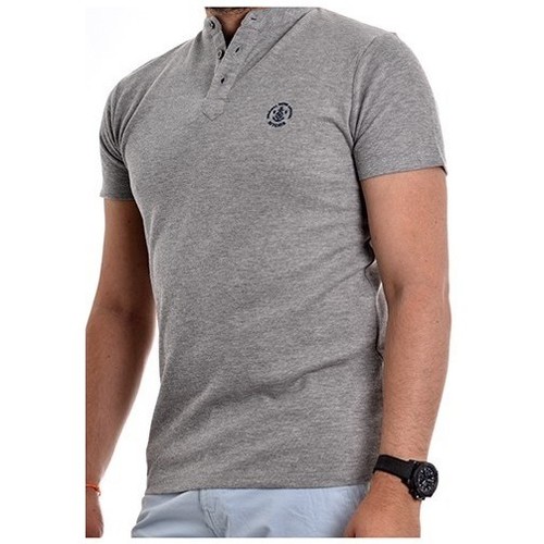 Ritchie T-shirt col tunisien NARCOS Gris chiné - Vêtements T-shirts & Polos  29,90 €