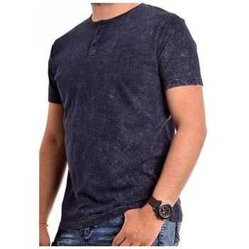 Vêtements Homme T-shirts manches courtes Ritchie T-shirt knock col tunisien NATOULIX Bleu marine