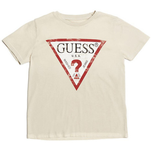 Vêtements Garçon Débardeurs / T-shirts sans manche Guess T-Shirt Logo Triangulaire Beige L81I26 Beige