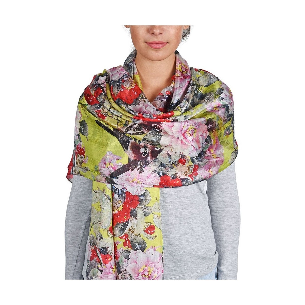 Accessoires textile Femme Echarpes / Etoles / Foulards Allée Du Foulard Etole soie Floraly Multicolore