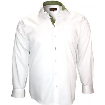 Vêtements Homme Chemises manches longues Doublissimo chemise popeline rome blanc Blanc