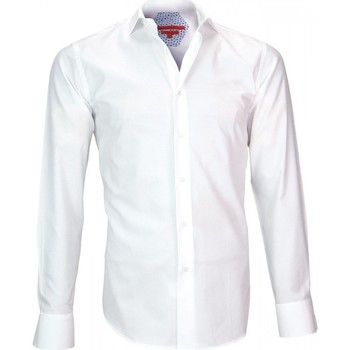 Vêtements Homme Chemises manches longues Relaxed polo-shirts office-accessories cups chemise tissu armure leeds blanc Blanc