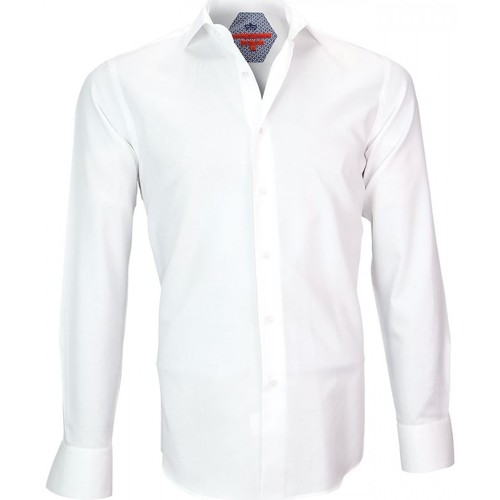 Vêtements Homme Chemises manches longues Stones and Boneser chemise tissu armure leeds blanc Blanc