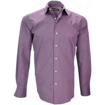 Vêtements Homme Chemises manches longues Emporio Balzani chemise fil a fil firenze violet Violet