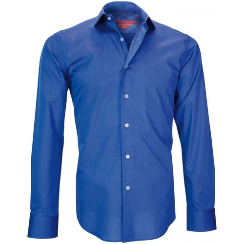 Vêtements Homme Chemises manches longues Chemise Oxford Derby Vert chemise en popeline coventry bleu Bleu