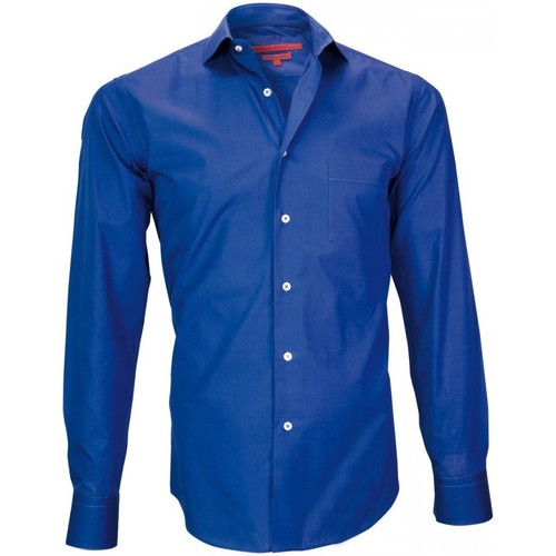 Vêtements Homme Chemises manches longues Chemise Casual Devon Orange chemise en popeline coventry bleu Bleu