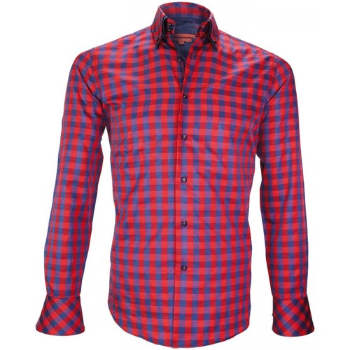 Vêtements Homme Chemises manches longues Stones and Boneser chemise double col cardiff rouge Rouge