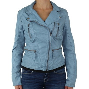 Oakwood Blouson style perfecto en cuir ref_35282 Bleu clair Bleu -  Vêtements Blousons Femme 209,00 €