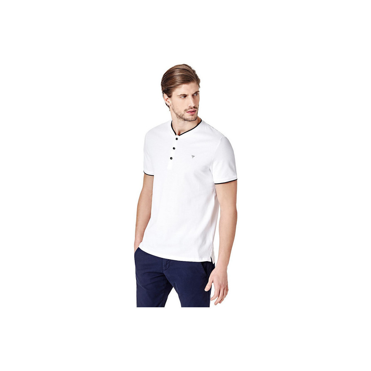 Vêtements Homme Polos manches courtes Guess T Shirt boutons Oliver Henley Blanc m82p09 Blanc
