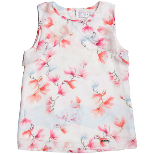 Vêtements Fille Jungle Short Sleeve Shirt Guess Top Fille Imprimé à Fleurs Blanc/Multicolore Blanc