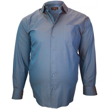 Vêtements Homme Chemises manches longues Doublissimo chemise tissu armure jacquard bleu Bleu