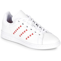 Chaussures Fille Baskets basses adidas Originals STAN SMITH J Blanc / rouge CUR