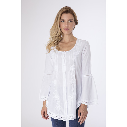 Vêtements Femme T-shirts manches longues La Cotonniere CHEMISE SHEYLA Blanc