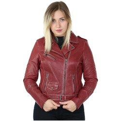 Vêtements Femme Vestes en cuir / synthétiques Daytona Blouson Rose Garden style perfecto en cuir ref_46981 Rouge Rouge