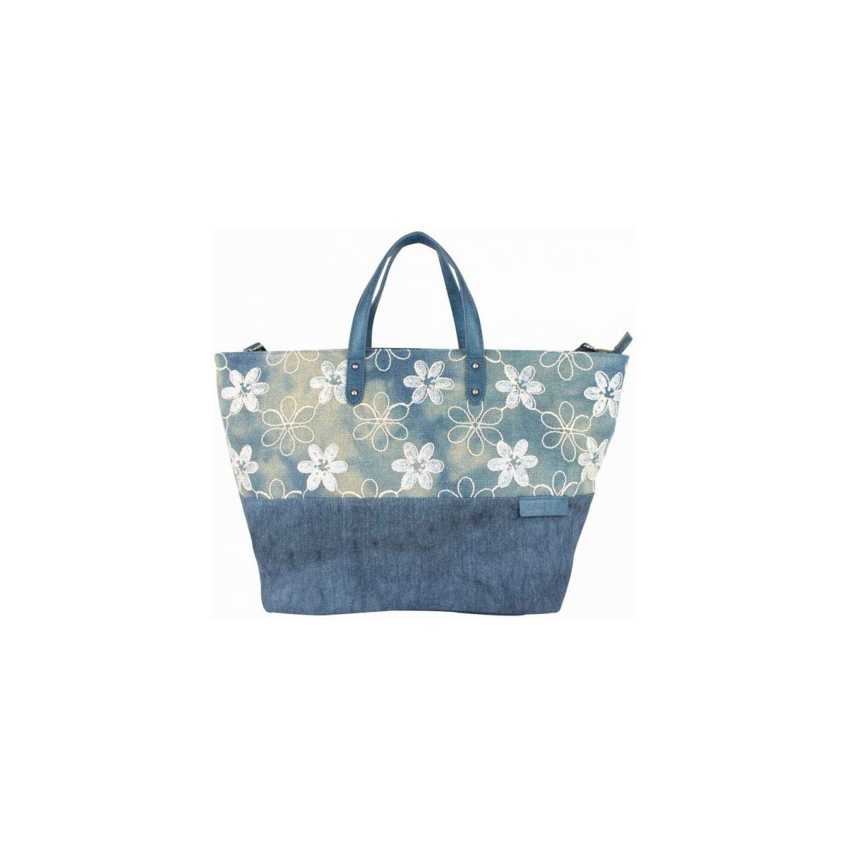 Sacs Femme Cabas / Sacs shopping Patrick Blanc Sac cabas XL  toile délavée fleur bleu Multicolore