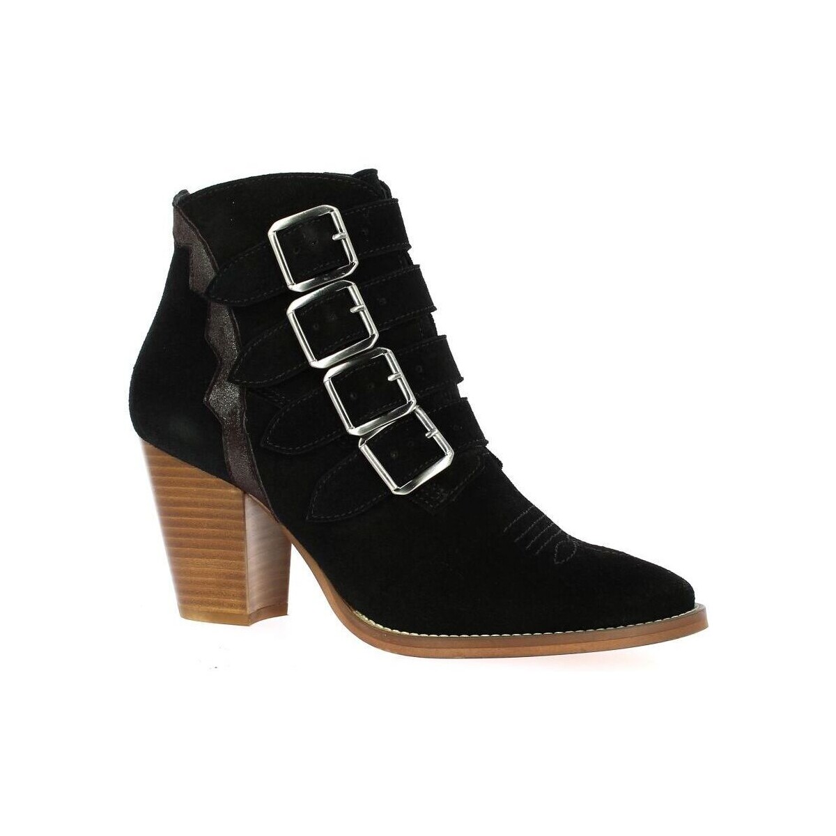 Chaussures Femme Bottes Ambiance Boots cuir velours Noir
