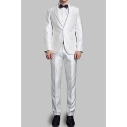 Vêtements Homme Costumes  Kebello Costume satin 2 boutonsH Blanc 46V-38P Blanc