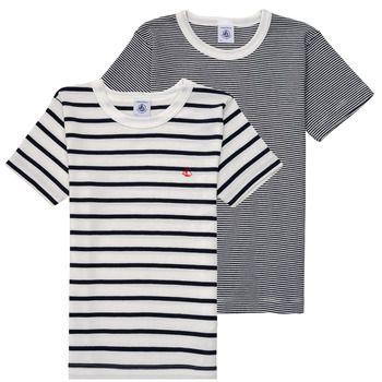 Vêtements Garçon T-shirts manches courtes Petit Bateau ADOPA Blanc / Bleu