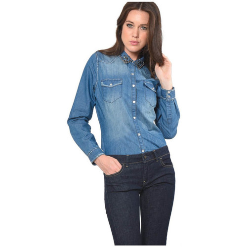 Kaporal Chemise en Jeans Femme Toy bleu Bleu - Livraison Gratuite | Spartoo  ! - Vêtements Tuniques Femme 44,85 €